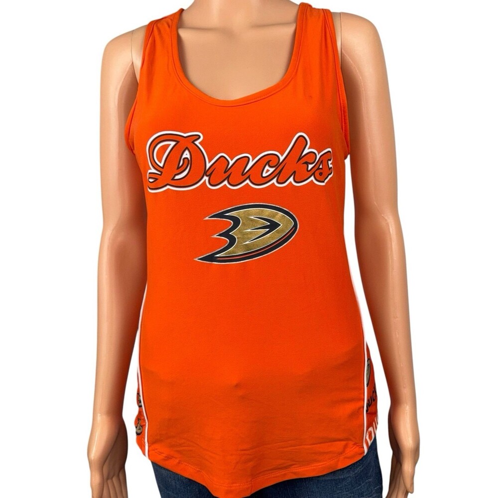 Anaheim Ducks Womens Large Tank Top T Shirt Orange Hockey NHL Concepts Sport New